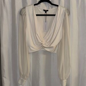 Cream Twist Front Blouse